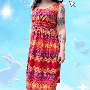 BNWT vtg early 2010s faded glory boho aop babydoll tank top sundress, sz lg